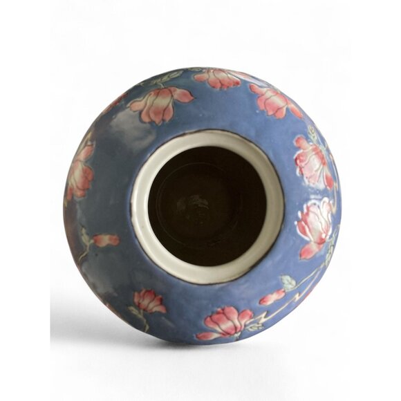 Vintage Asian Ceramic Vase With Floral Pattern & Seal Stamp - Picture 2 of 5